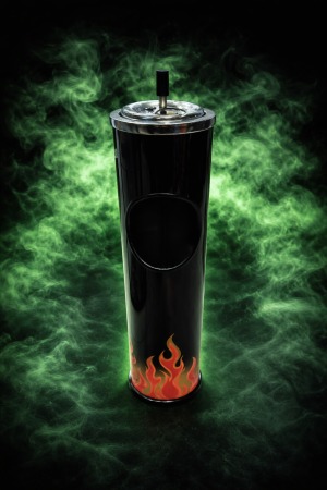 מאפרה עומדת לרצפה עם לחיצה ציור להבה – מאפרה חכמה, נקייה ומעוצבת