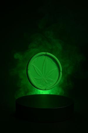 מאפרה עם עלה במרכז