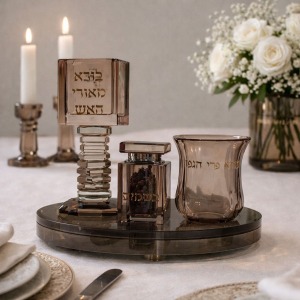 סט הבדלה קריסטל מהודר- חום