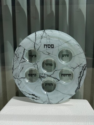 צלחת פסח זכוכית שיש מהודרת