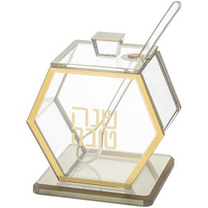 כלי לדבש אקריליק גימור זהב