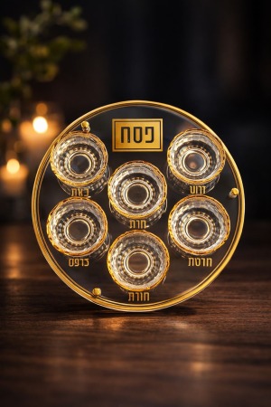 צלחת פסח מהודרת - 40 ס"מ זהב