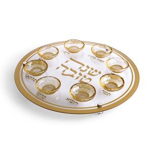 צלחת עגולה מהודרת לראש השנה מזכוכית וקריסטל