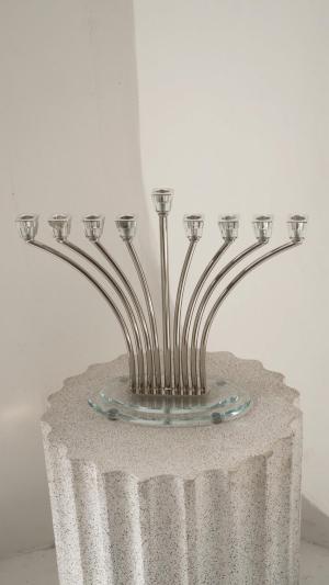 חנוכייה קריסטל כסף