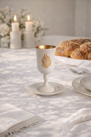 גביע קידוש בטון לבן "האש שלי"