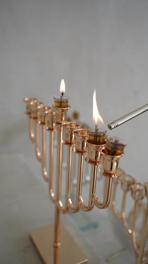 חנוכיה זהב - ציפוי רוז