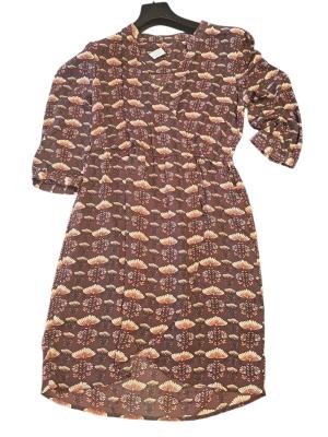 שמלת פרחים רטרו בגווני חום ואפרסק