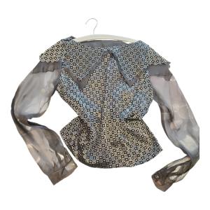 חולצת שיפון וינטג' עם צווארון מעוצב