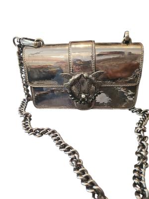 תיק ערב מטאלי עם עיטור ציפורים