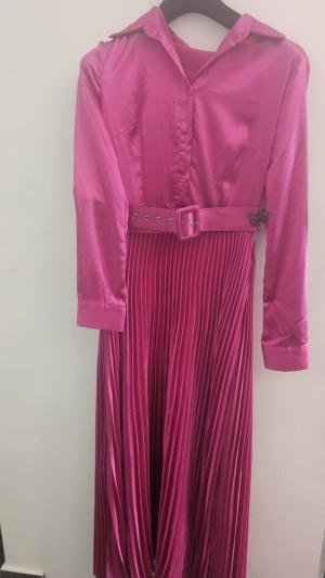 שמלת סאטן פליסה וינטג'