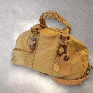 תיק קנבס וינטג’ בגוון חרדל