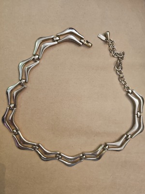 Monet Vintage Silver Sculpted Necklace