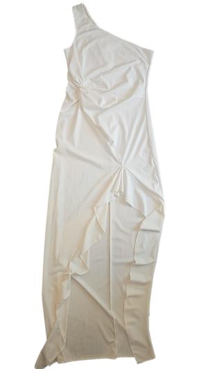 שמלה לבנה כתפיה אחת