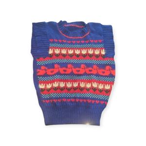 אפודה סרוגה וינטג’ צבעונית עם דוגמת ברווזים