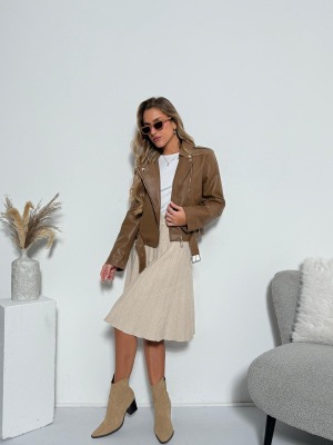 ג׳קט עור חום