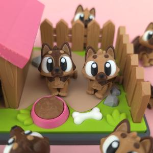 ערכת רועה גרמני וחצר אחורית מיניאטורית