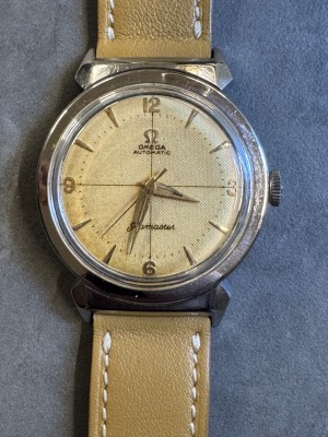 ONEGA - Seamaster, automatic, honeycomb dial, 34mm,rare case,50th