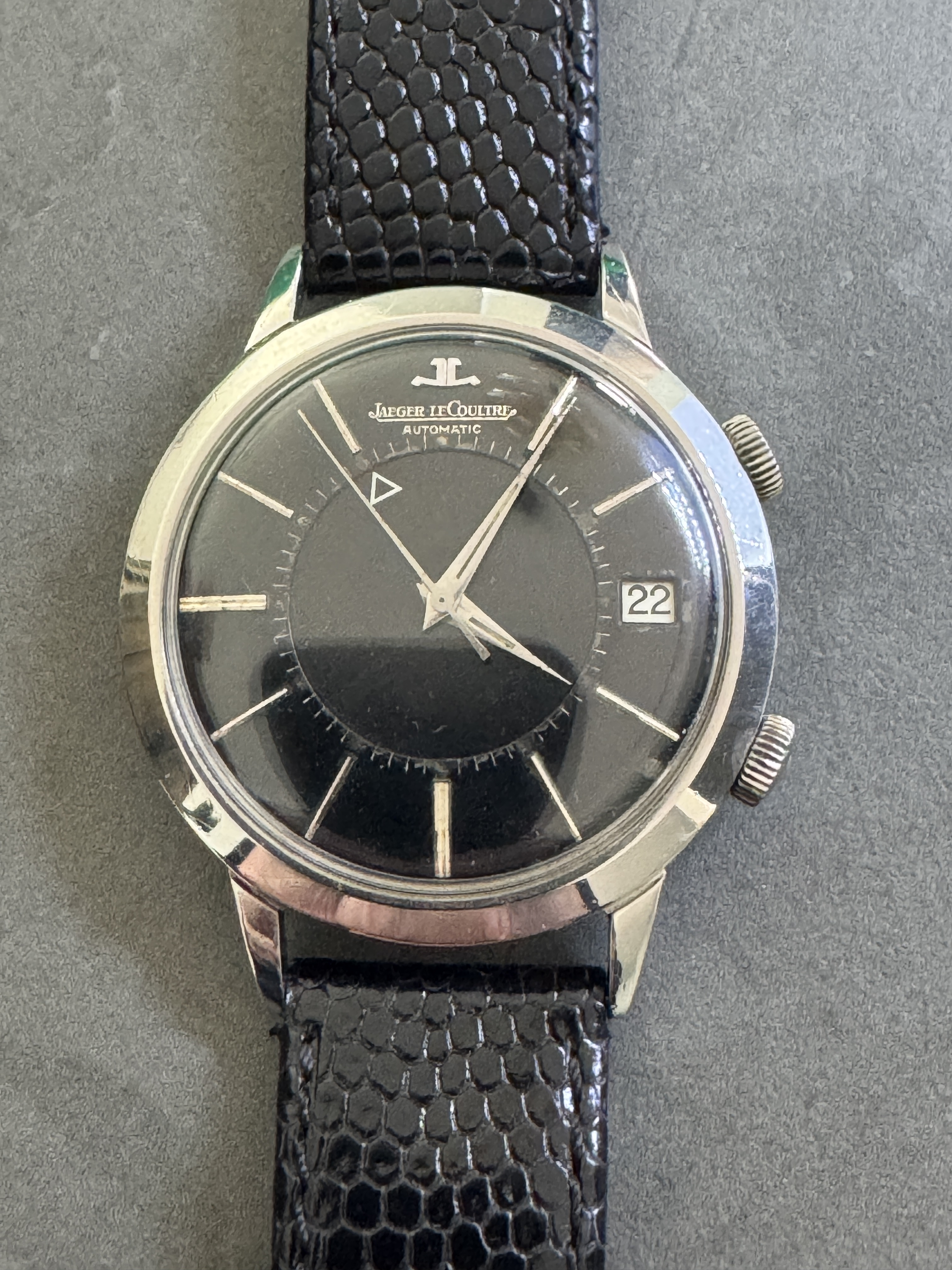 JAEGER LE COULTRE - Memovox, Automatic, alarm, 37mm, 60th, black dial (rare)