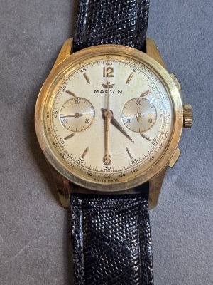 MARVIN - Chronograph. Manual,valjoux 23,gold 18k,38mm,60th