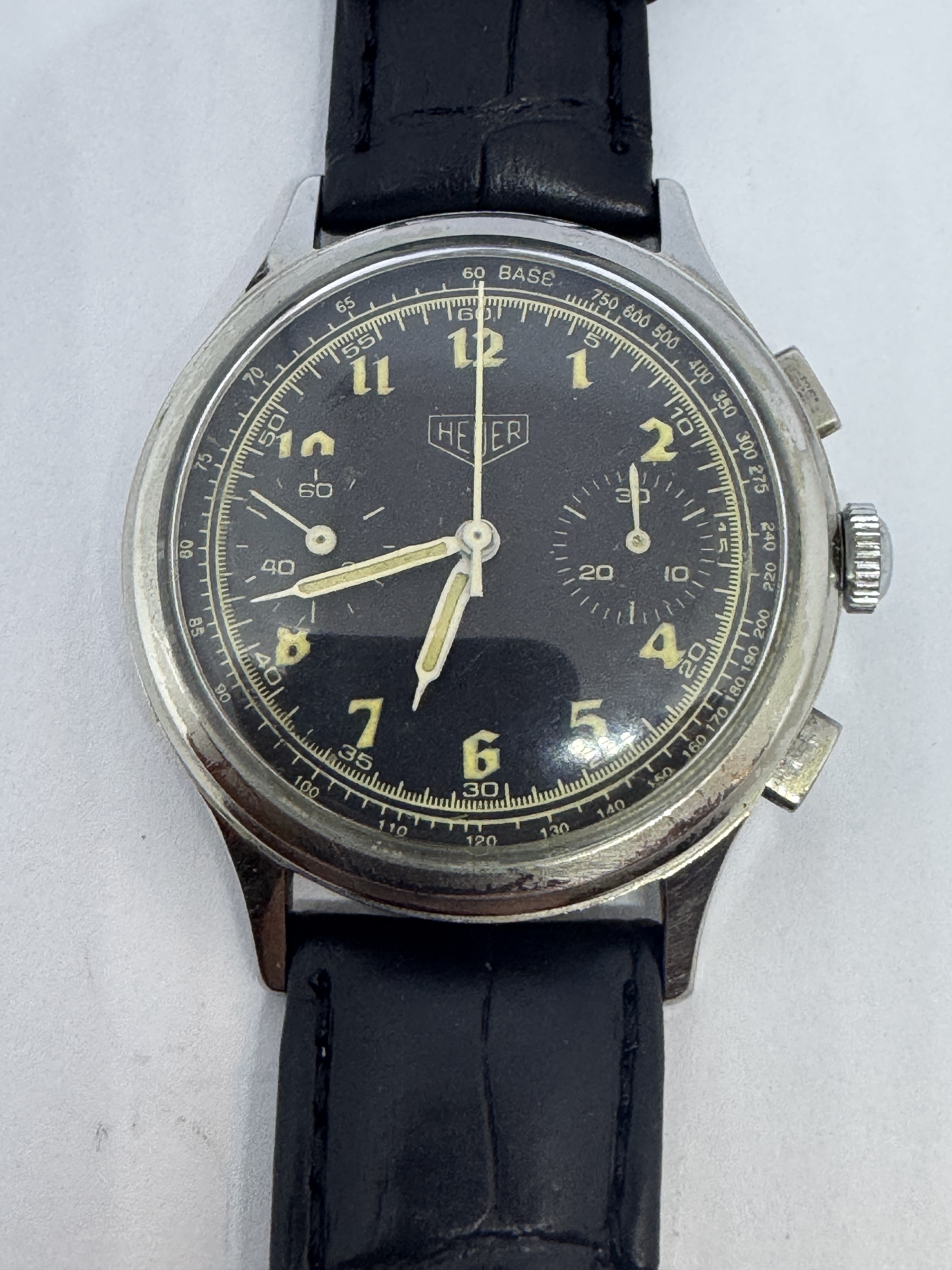 HEUER - Chronograph. Manual, military pre carrera 2403,40th,valjoux 23,36mm