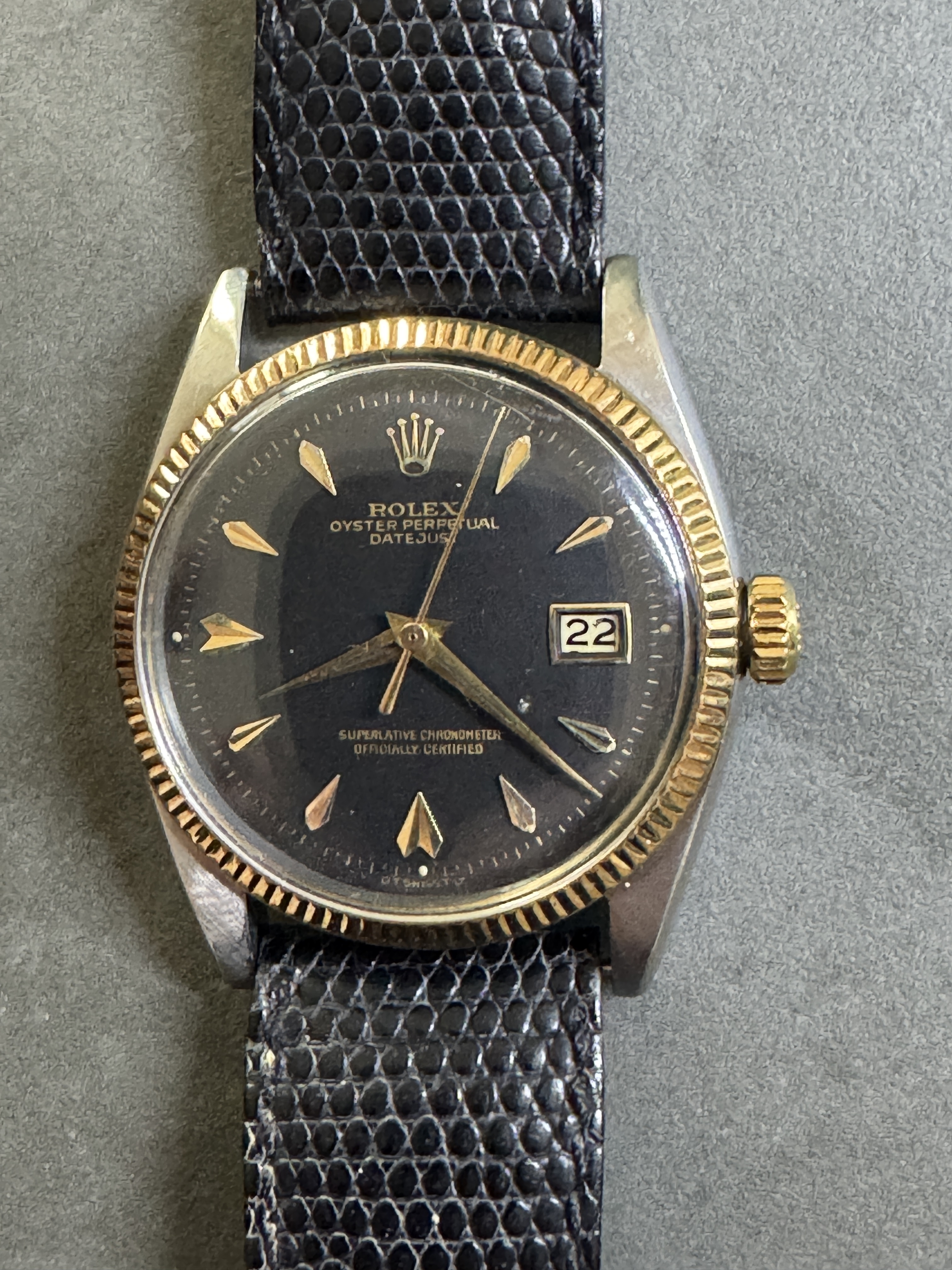 ROLEX - Datejust, tow tone rose gond 18k, 36mm, rare dial, 60th