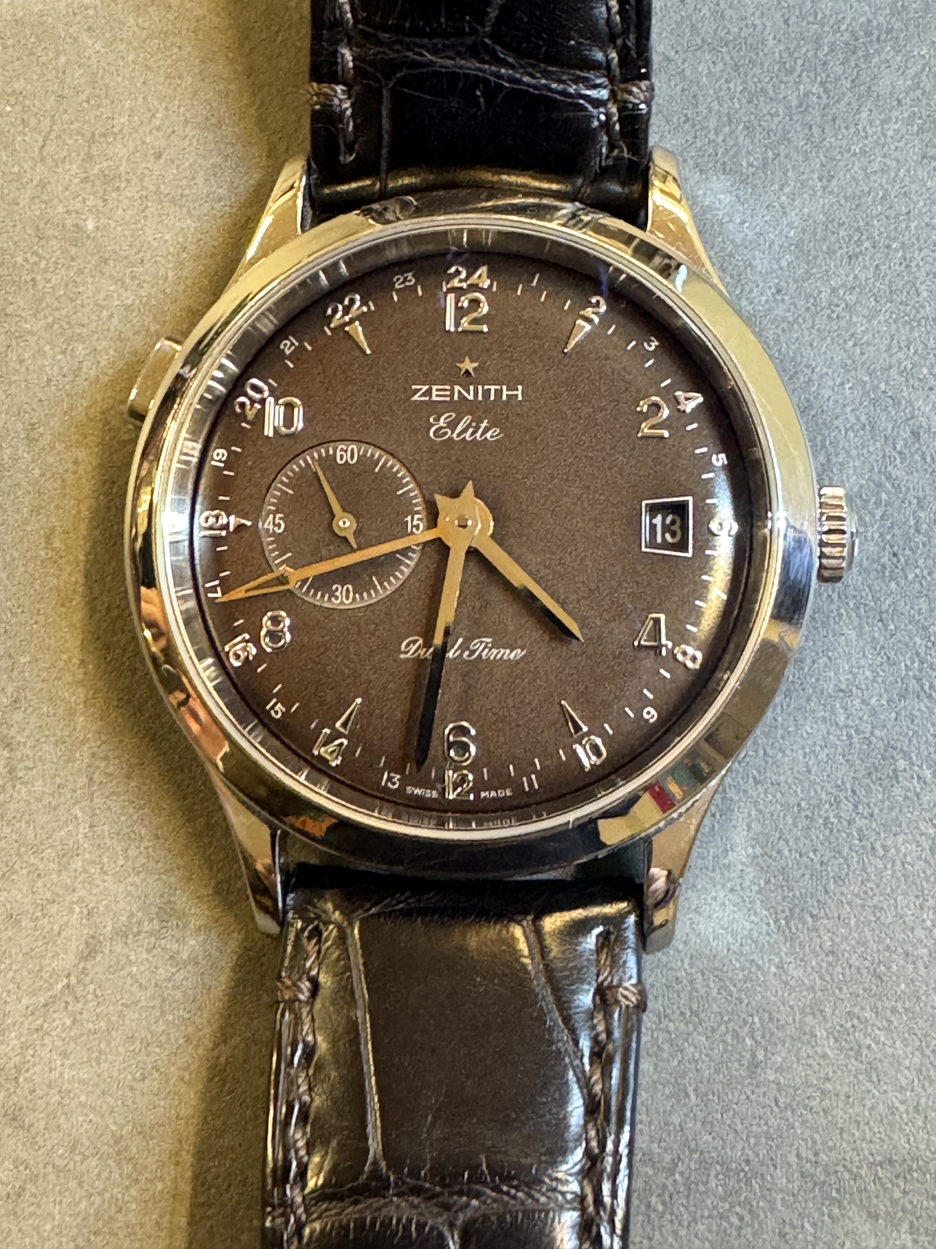 ZENITH - Elith,Dual Time,automatic,brown dail,39mm,90th