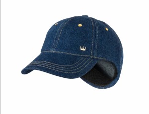 כובע QUEENY בצבע ג'ינס כחול עם תפרים צהובים