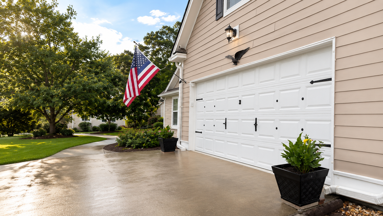 Residential garage door serviced by Joy Garage Services
