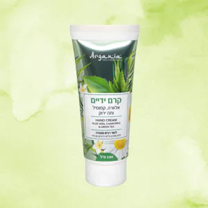 קרם ידיים אלוורה, קמומיל ותה ירוק לעור רגיש ומגורה | Argania ארגניה | 100 מ”ל
