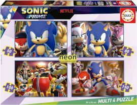 מולטי פאזל 4 פאזלים 50/80/100/150 חל' - SONIC - זוהר