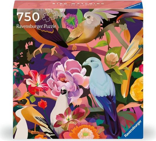 פאזל 750 חל' - אמנות ונשמה - ציפורים צופות בין הפרחים