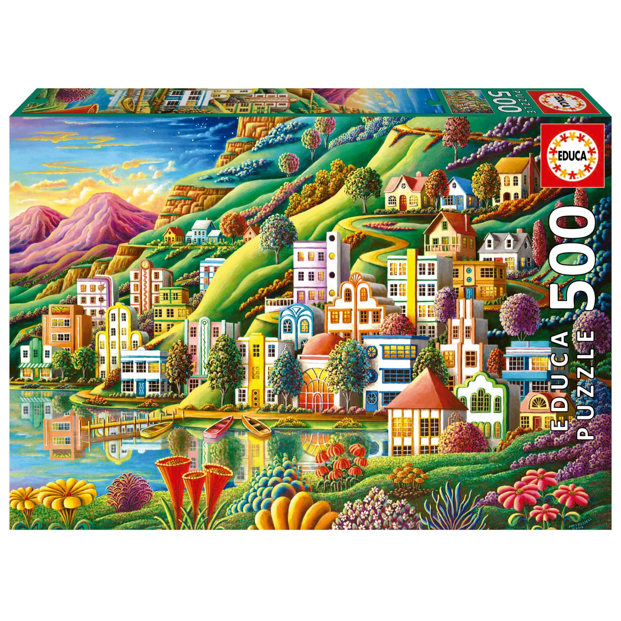 פאזל 500 חל' - איור, מראה דרך חלון מעוטר בעץ לימון