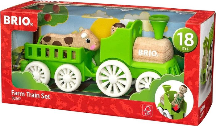 סט רכבת חווה + דמות אדם ופרה