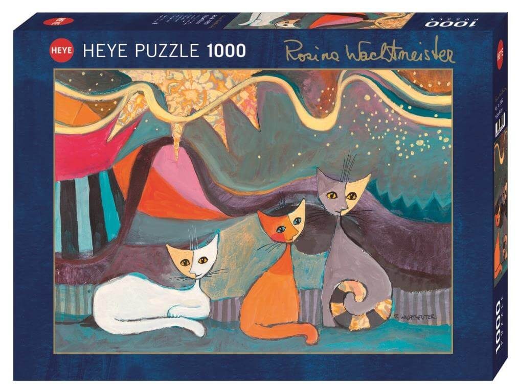 פאזל 1000 חל' - איור: חתולים מתחת לקשת צהובה
