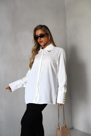 חולצה מכופתרת V מוזהב