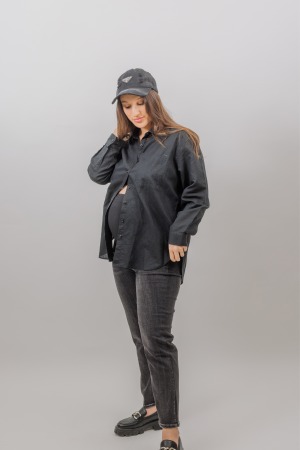 ג’ינס הריון מאם נמתח | שחור