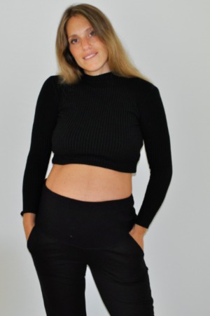 מכנס הריון מבד נמתח בגזרה ישרה | שחור