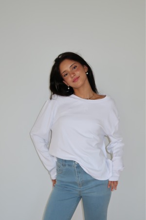 חולצת בייסיק ארוכה | לבן