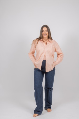 מכופתרת אוברסייז קלאסית | ורוד