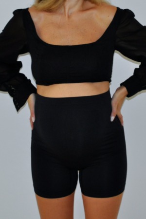 טייץ הריון קצר בייסיק | שחור