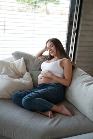 ג’ינס הריון מאם נמתח | אפור