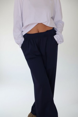 מכנס אוברסייז בד נמתח | נייבי