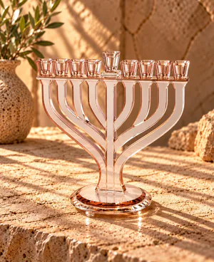 חנוכייה קריסטל רוז גולד