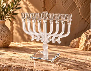 חנוכיית קריסטל יוקרתית- שקוף ומט