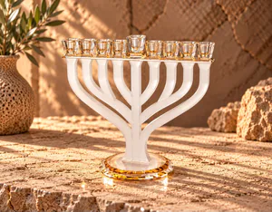 חנוכיה קריסטל מהודרת מט וזהב