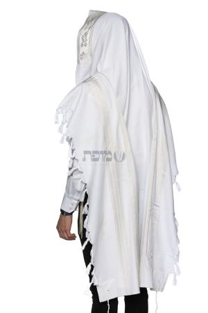 טלית 100% כותנה פס כסף מבית מופת