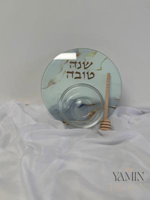 צלחת זכוכית לדבש
