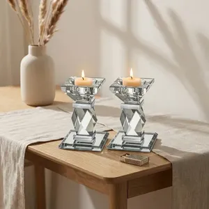 זוג פמוטי קריסטל מהודרים- כסף