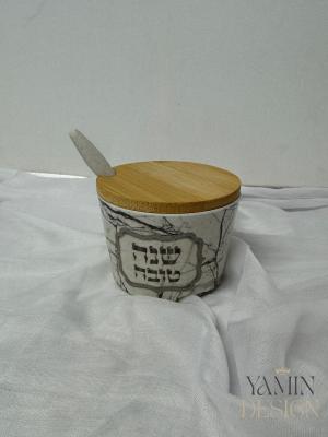 כלי לדבש במבוק- דגם שיש